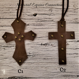 Cowhide Leather Saddle / Purse Bling Crosses