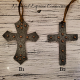 Cowhide Leather Saddle / Purse Bling Crosses