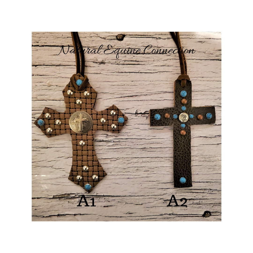 Cowhide Leather Saddle / Purse Bling Crosses Natural Equine Connection