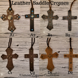 Cowhide Leather Saddle / Purse Bling Crosses