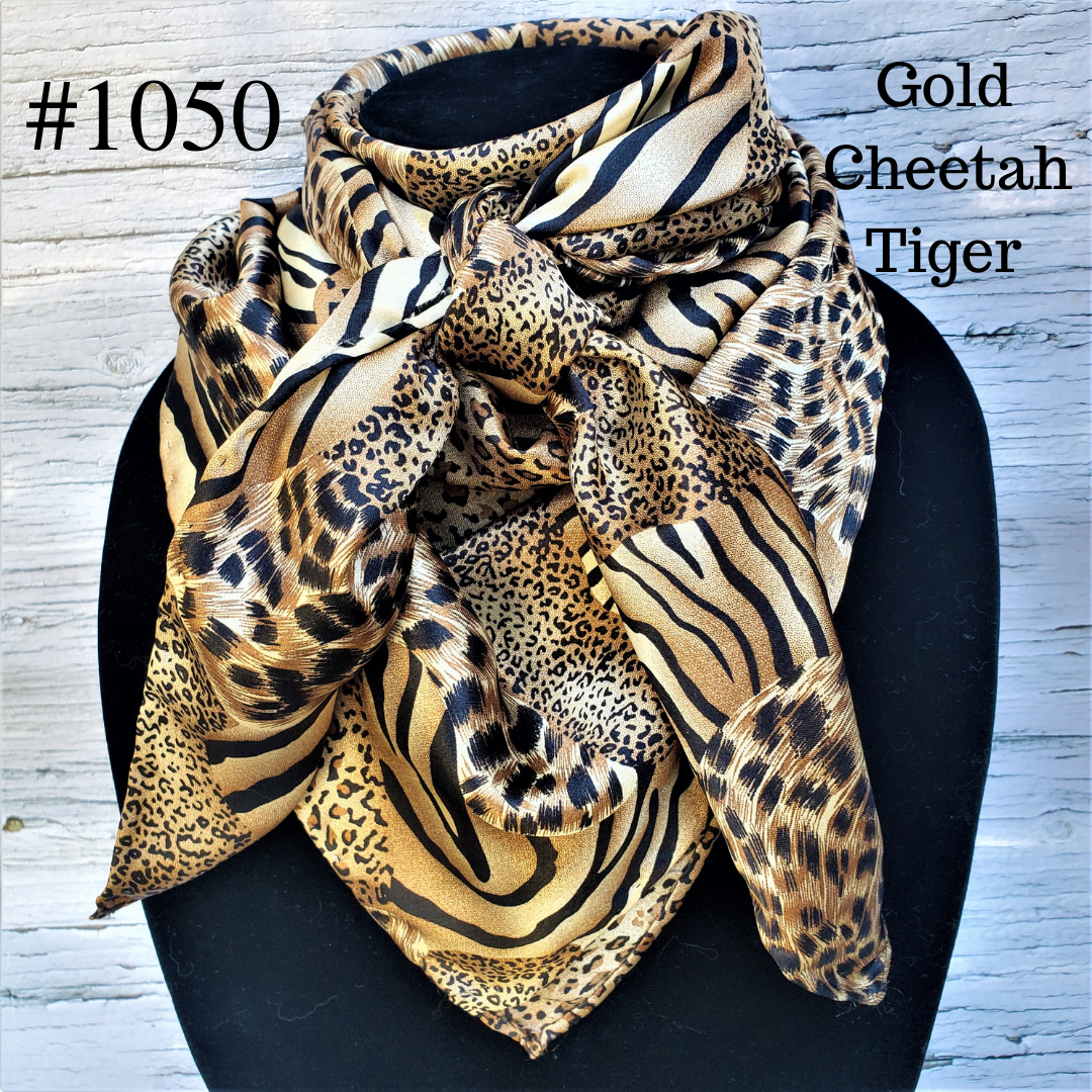 Cheetah Tiger Wild Rag Cowboy Buckaroo Silk Scarf