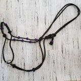 Slide Ring Rope Hybrid Horse Halter with Braided Noseband & Decorative Accents
