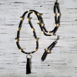 Horse Rhythm Balance Beads - Black / Transparent Gold Glitter / Wood Beads
