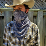 #1105 Grey Black Twill Print Wild Rag Cowboy Buckaroo Silk Scarf