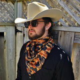 Rust Brown Black Camel Wild Rag Cowboy Buckaroo Silk Scarf