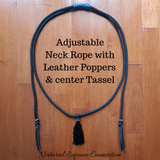 Adjustable Horse Neck Rope with Leather Poppers / Center Tassel and Braid Knot Accents