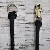 All of Natural Equine Connection's horse training lines have a hand spliced loop end. That gives you the option to attach line directly to halter or add an easy one-handed heavy-duty nickel plated bull snap tested to 2,100 lbs. Rings or other hardware of your choice can easily be added or removed as needed. 
