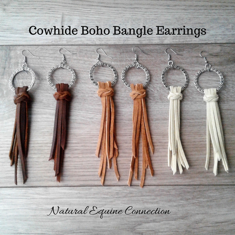 Cowhide Western Boho Bangle Earrings