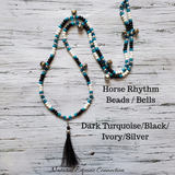 Horse Rhythm Balance Beads - Dark Turquoise / Black / Ivory / Silver