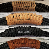 Adjustable Horse Neck Rope with Leather Poppers / Center Tassel and Braid Knot Accents