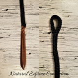 Natural Equine Connections 9 foot horse training lead line is the perfect length for leading and tying. Each line has a looped eyelet with the choice to attach directly to horses halter or you can add a snap of your choice. The other end is weighted and has a latigo leather popper. Made in Canada.