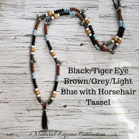 Horse Rhythm Balance Beads in Black/Grey/Tiger Eye Brown/Light Blue & White