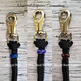 All of our horse training equipment can be personalized to your liking by adding a colored braided knot accent. Many colors to choose from in either leather or paracord. Made in Canada by Natural Equine Connection.