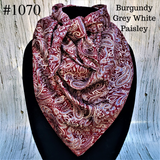 #1070 Burgundy Paisley Wild Rag Cowboy Buckaroo Silk Scarf