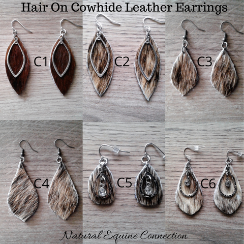 Hair On Cowhide Leather Western Earrings