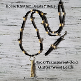Horse Rhythm Balance Beads - Black / Transparent Gold Glitter / Wood Beads