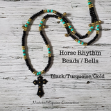 Horse Rhythm Balance Beads - Black / Turquoise / Gold