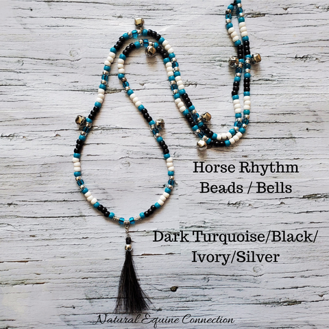 Horse Rhythm Balance Beads - Dark Turquoise / Black / Ivory / Silver