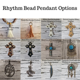Horse Rhythm Balance Beads - Lakota Style - Brown Spaghetti/Dark Turquoise Wood Beads/Black/Ivory/Silver