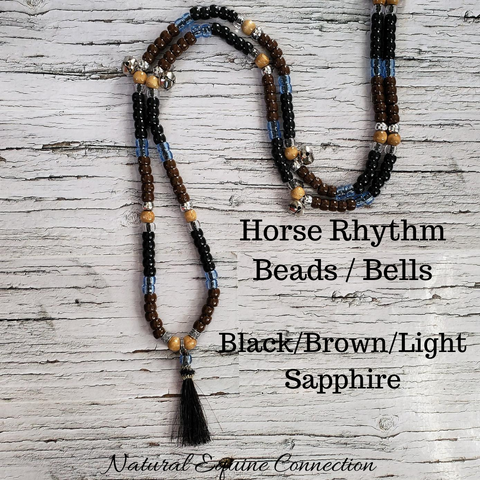 Horse Rhythm Balance Beads with Bells in Black / Brown / and Light Sapphire