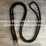 Snap On Rope Reins with Braid Knot Accents